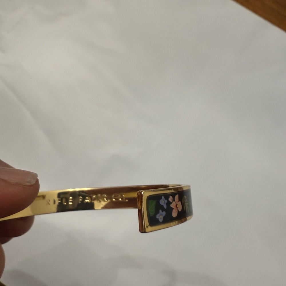 Rifle Paper Co. Black Floral Enamel and Gold Bangle Bracelet - Picture 3 of 5